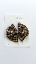 Medium Fall Bow Clip - Brown Plaid