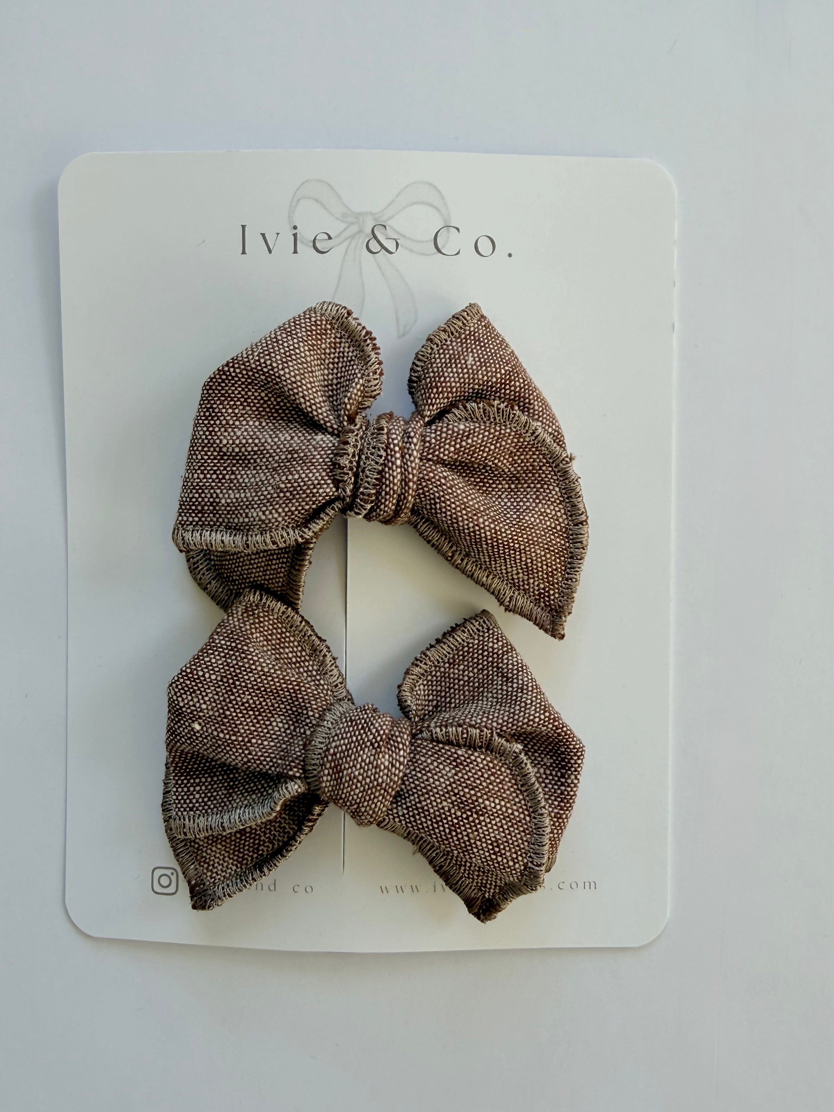 Small Fall Bow Set - Tan Linen